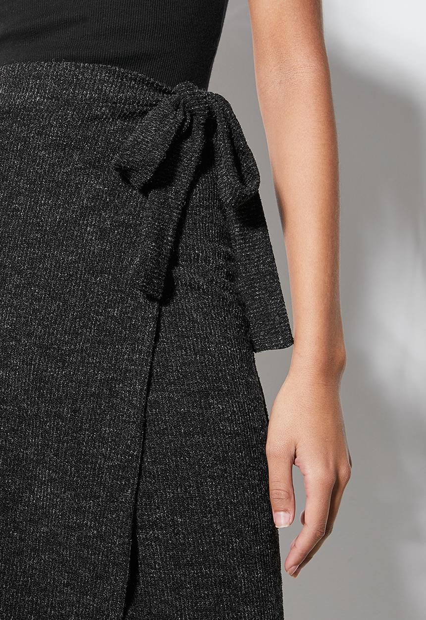 VELVET - Wrap skirt - black