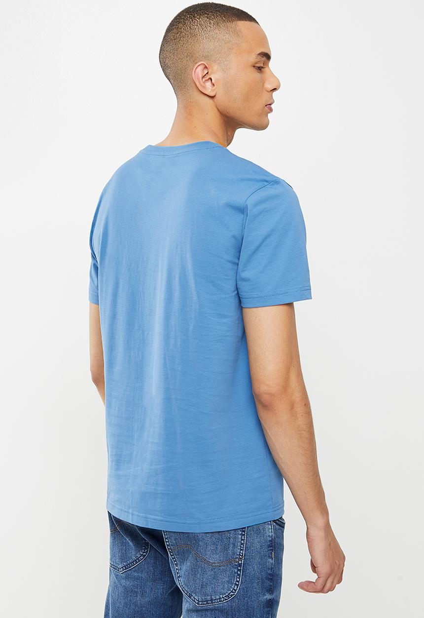 Giordano - Slim fit logo crew neck tee - celadon blue