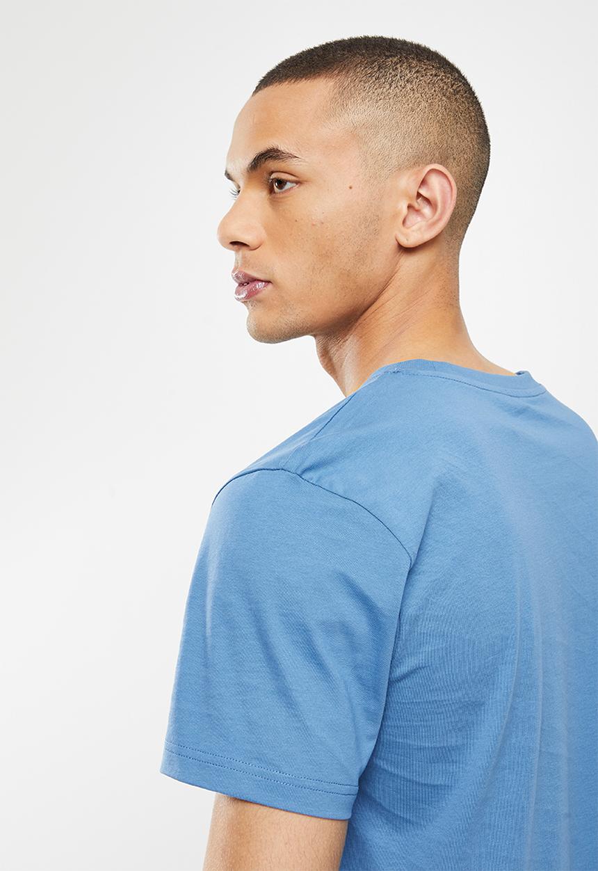 Giordano - Slim fit logo crew neck tee - celadon blue
