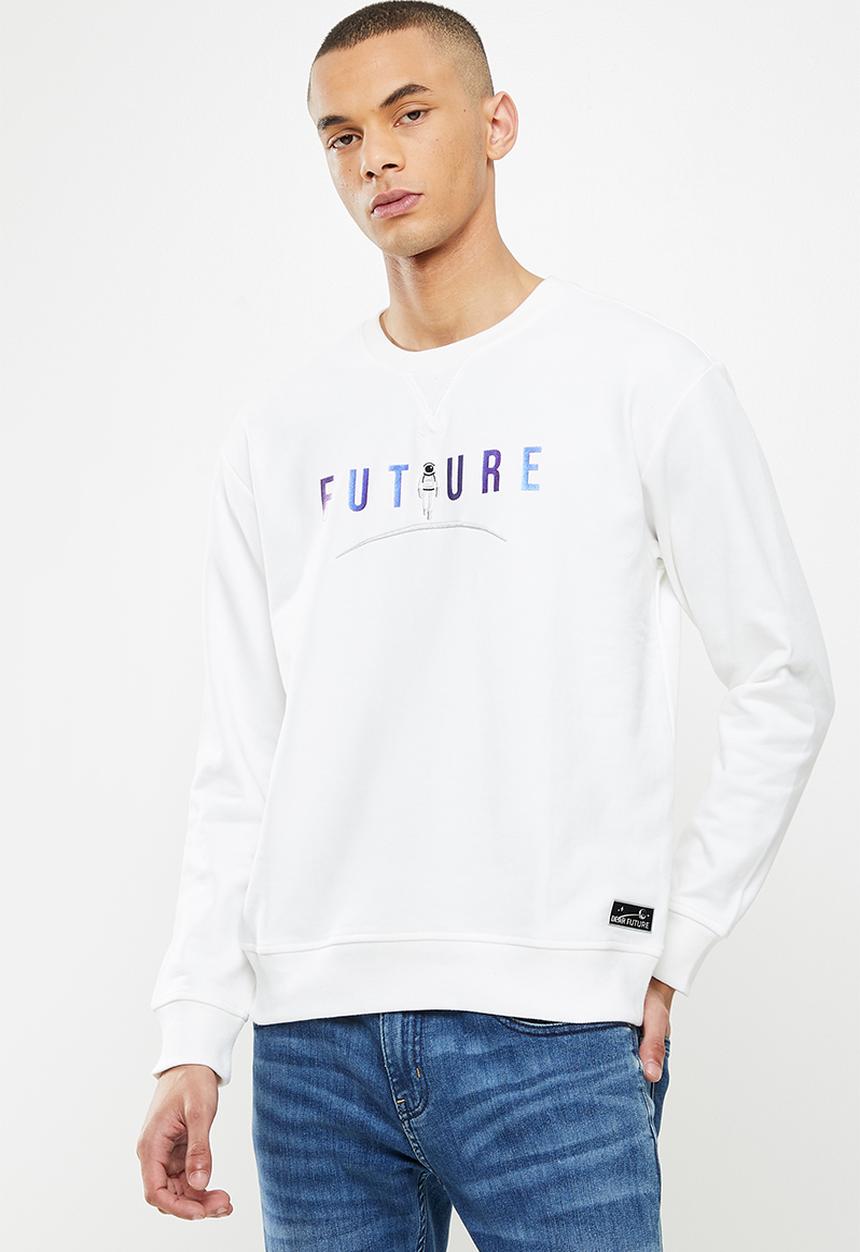 Giordano - Relaxed fit printed sweater - snow white