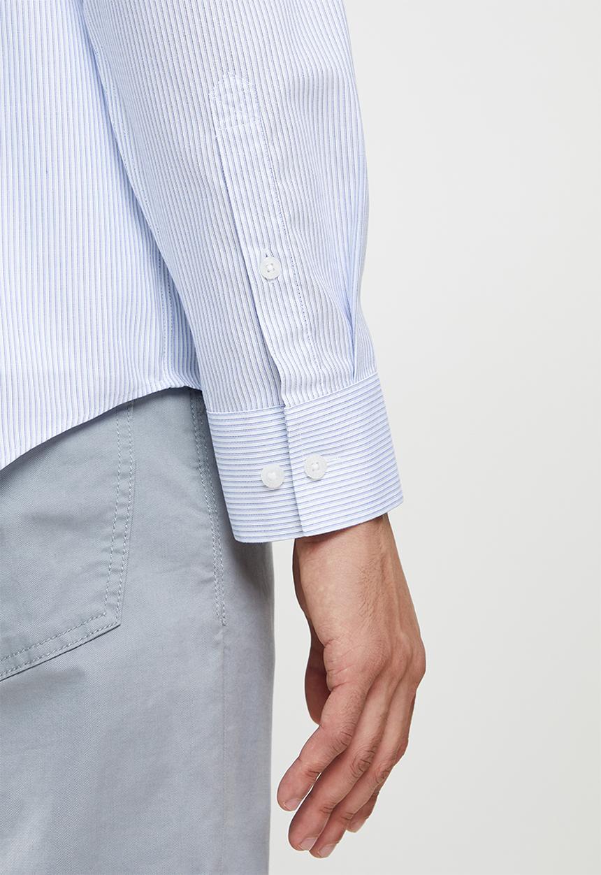 Giordano - Wrinkle free long sleeve shirt - blue & white stripe