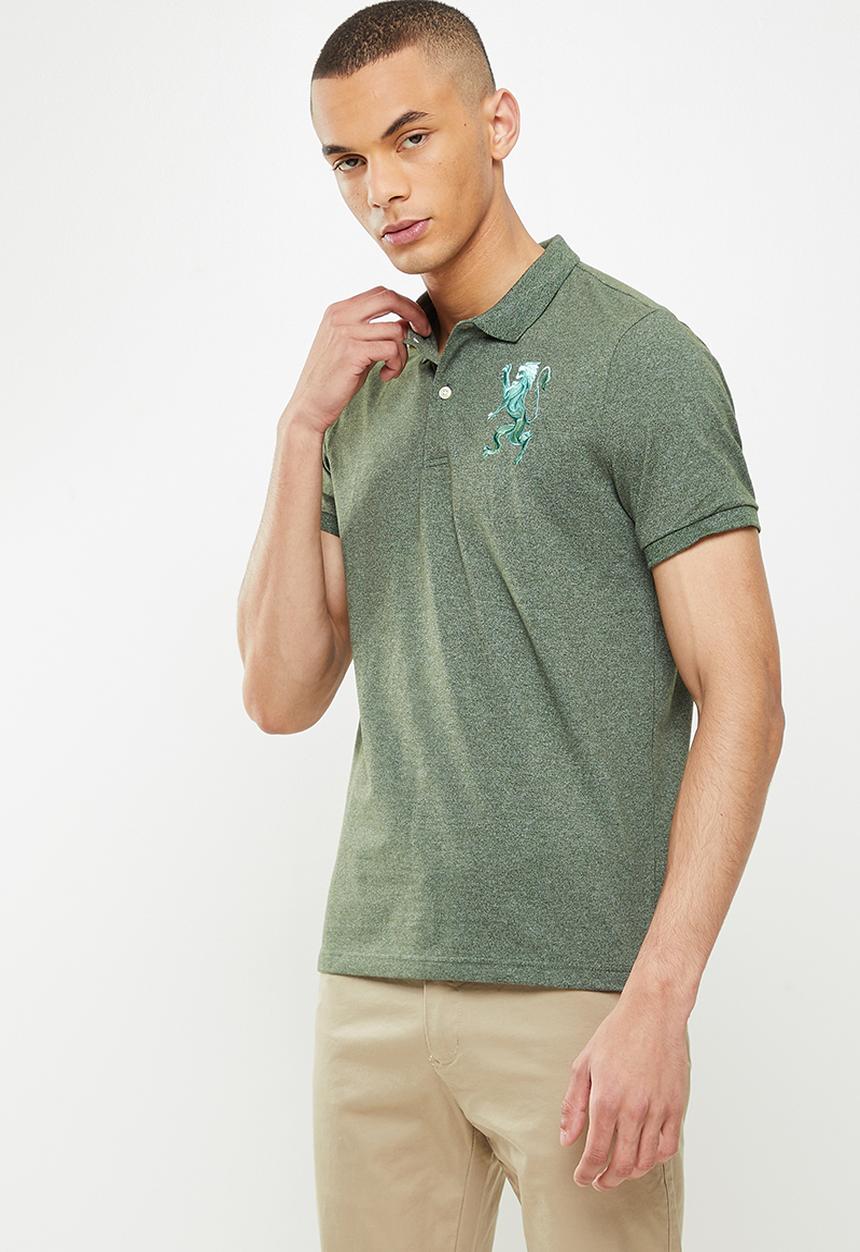 Giordano - 3d lion short sleeve golfer - melange thyme