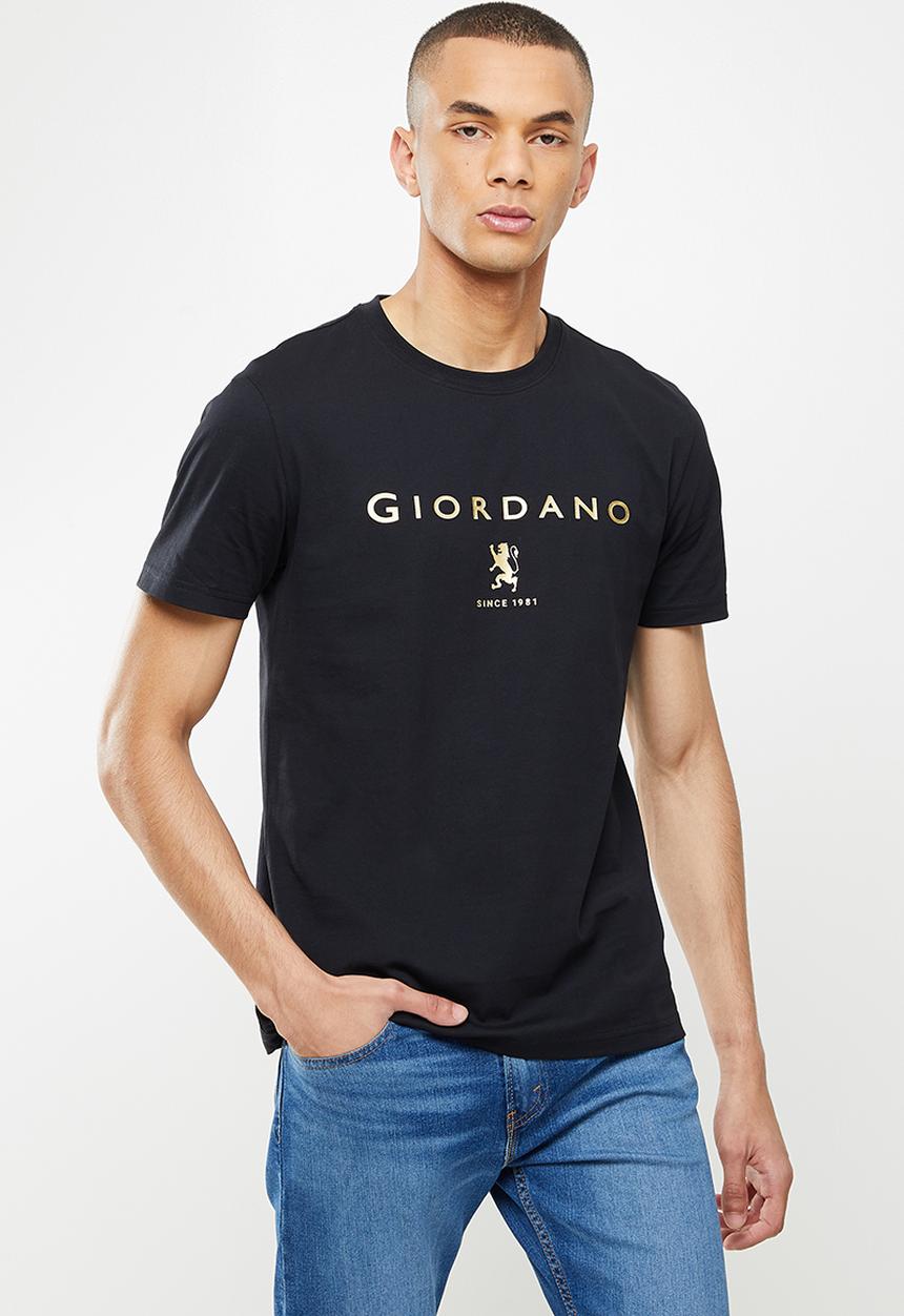 Giordano - Slim fit logo crew neck tee - signature black