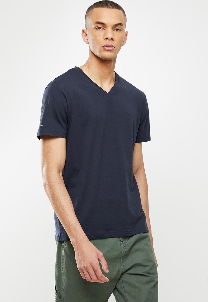 Giordano - Slim fit v-neck short sleeve tee - signature navy