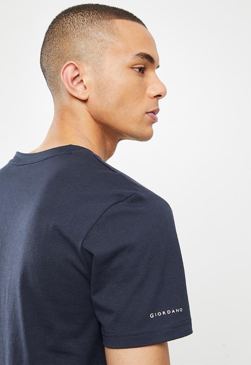 Giordano - Slim fit v-neck short sleeve tee - signature navy