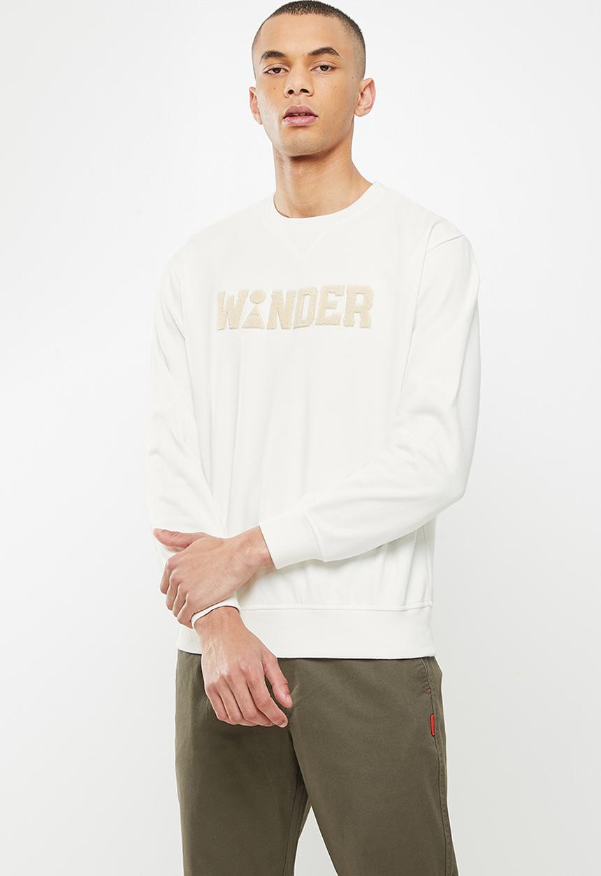 Giordano - Relaxed fit french terry printed sweater - snow white