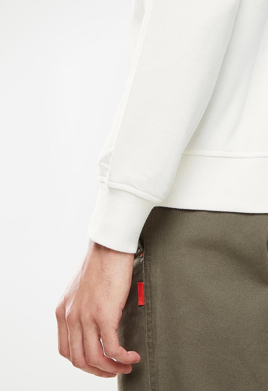 Giordano - Relaxed fit french terry printed sweater - snow white