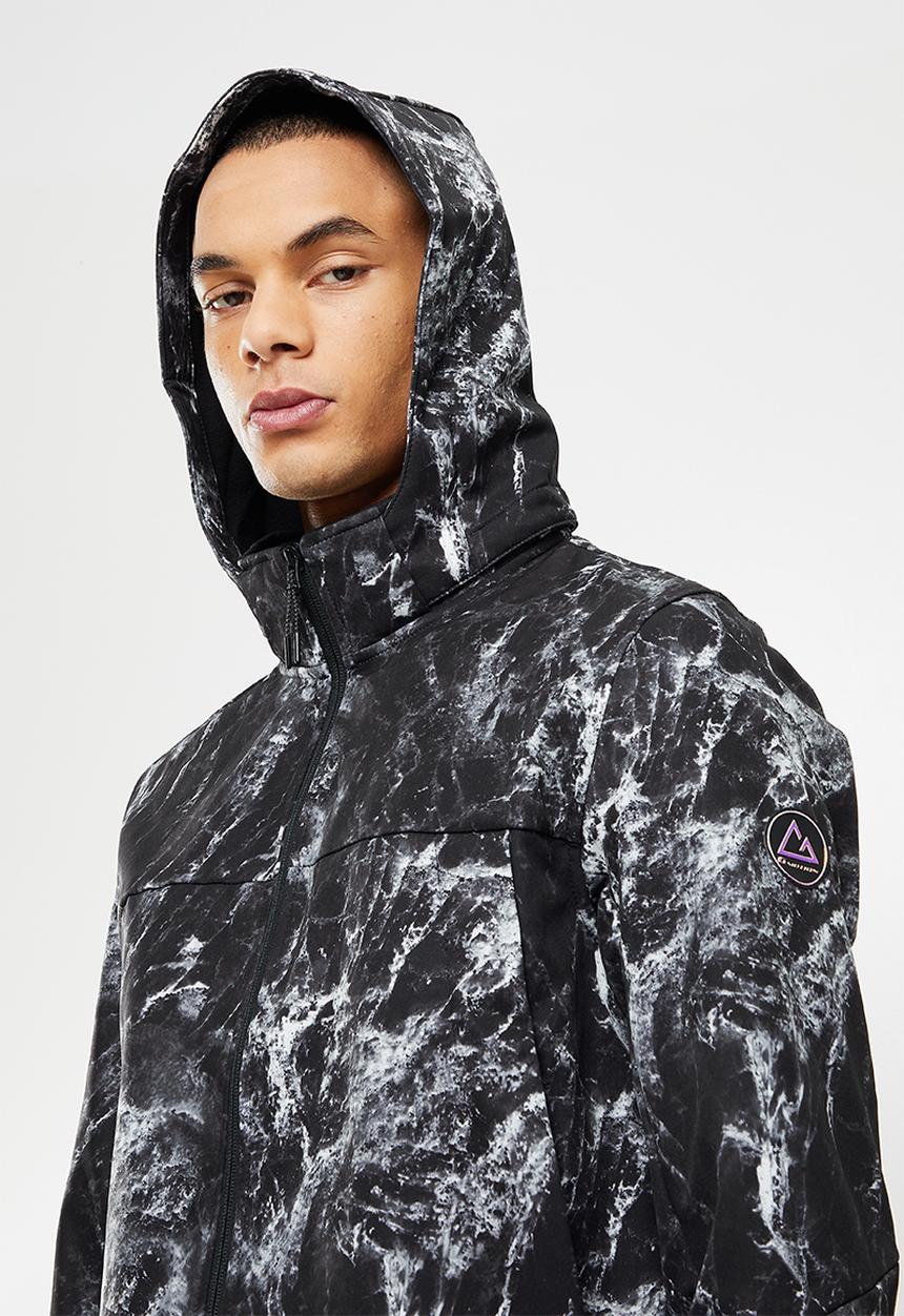 Giordano - Soft shell full zip jacket - white/black
