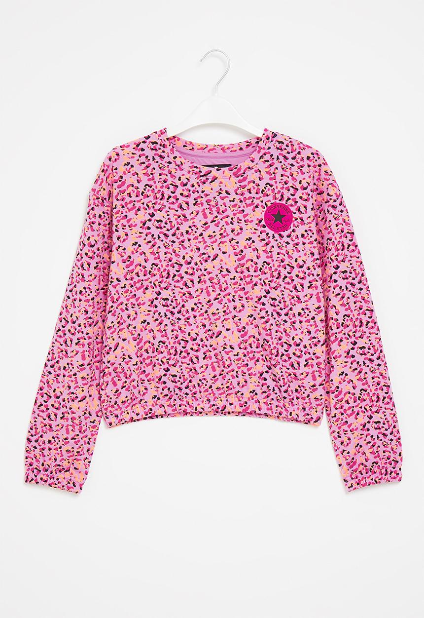 Converse - Cnvg aop leopard boxy crew - converse beyond pink