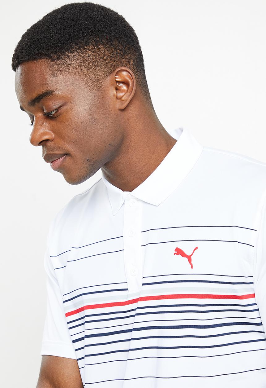 PUMA - Mattr Canyon  Golf Polo Shirt - bright white & ski patrol