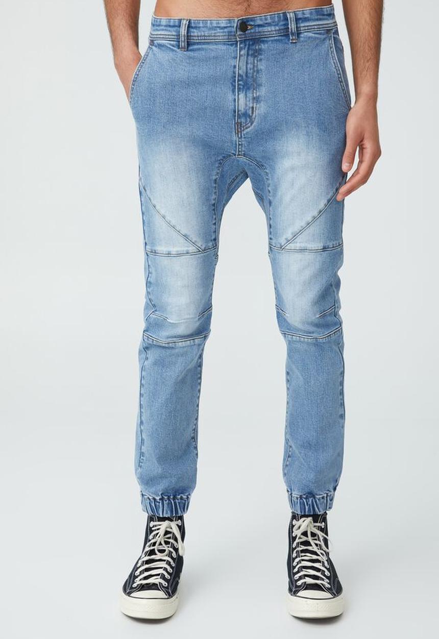 Cotton On - Slim denim jogger - mid blue moto