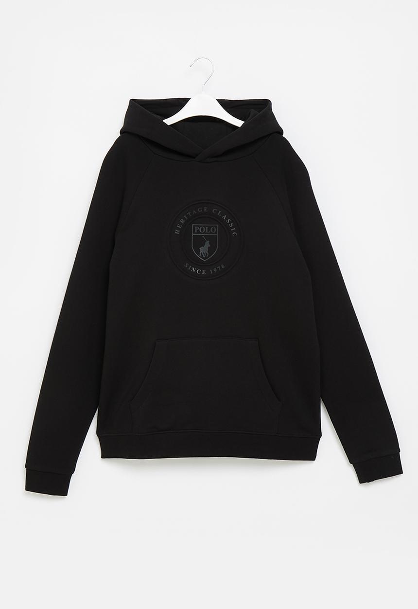 POLO - Boys embossed crest hoodie - black
