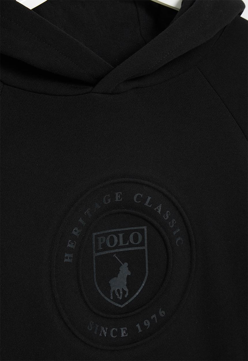POLO - Boys embossed crest hoodie - black