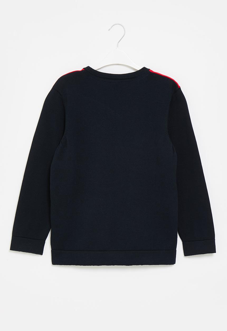 POLO - Boys colour blocked knit - navy
