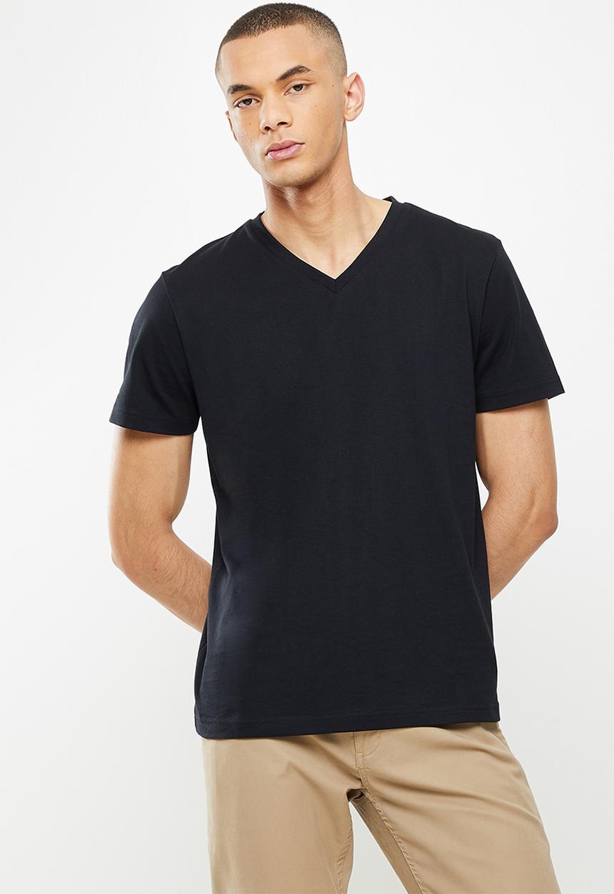 Giordano - Slim fit v-neck short sleeve tee - signature black