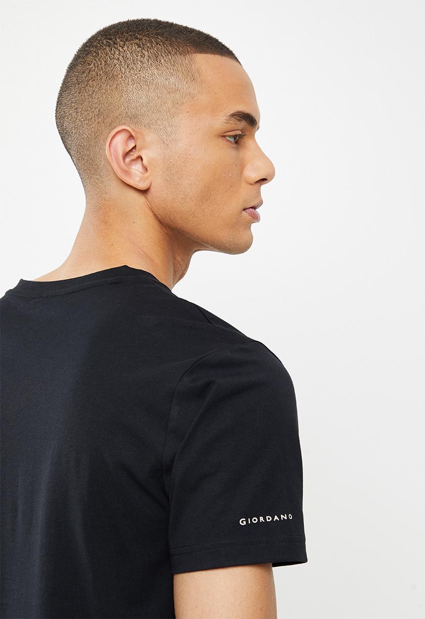 Giordano - Slim fit v-neck short sleeve tee - signature black