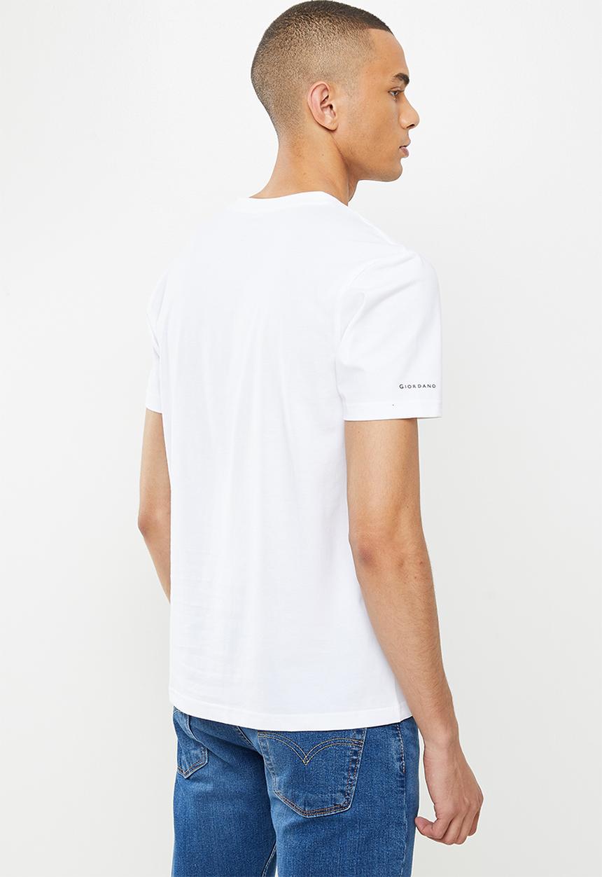 Giordano - Slim fit v-neck short sleeve tee - signature white