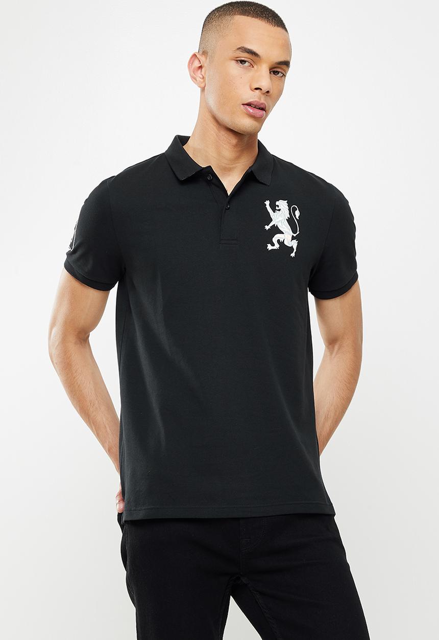 Giordano - 3d lion short sleeve golfer - signature black