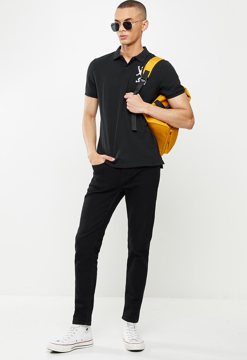 Giordano - 3d lion short sleeve golfer - signature black