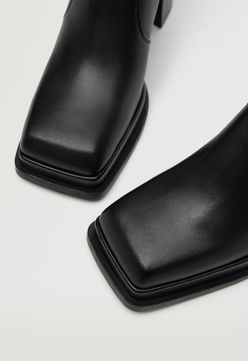 MANGO - Disco leather ankle boot - black