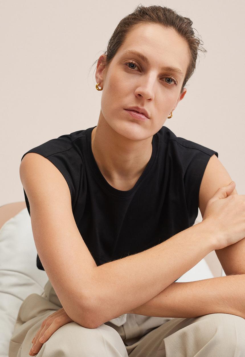 MANGO - T-shirt vita - black