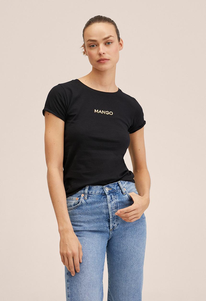 MANGO - T-shirt mango - black