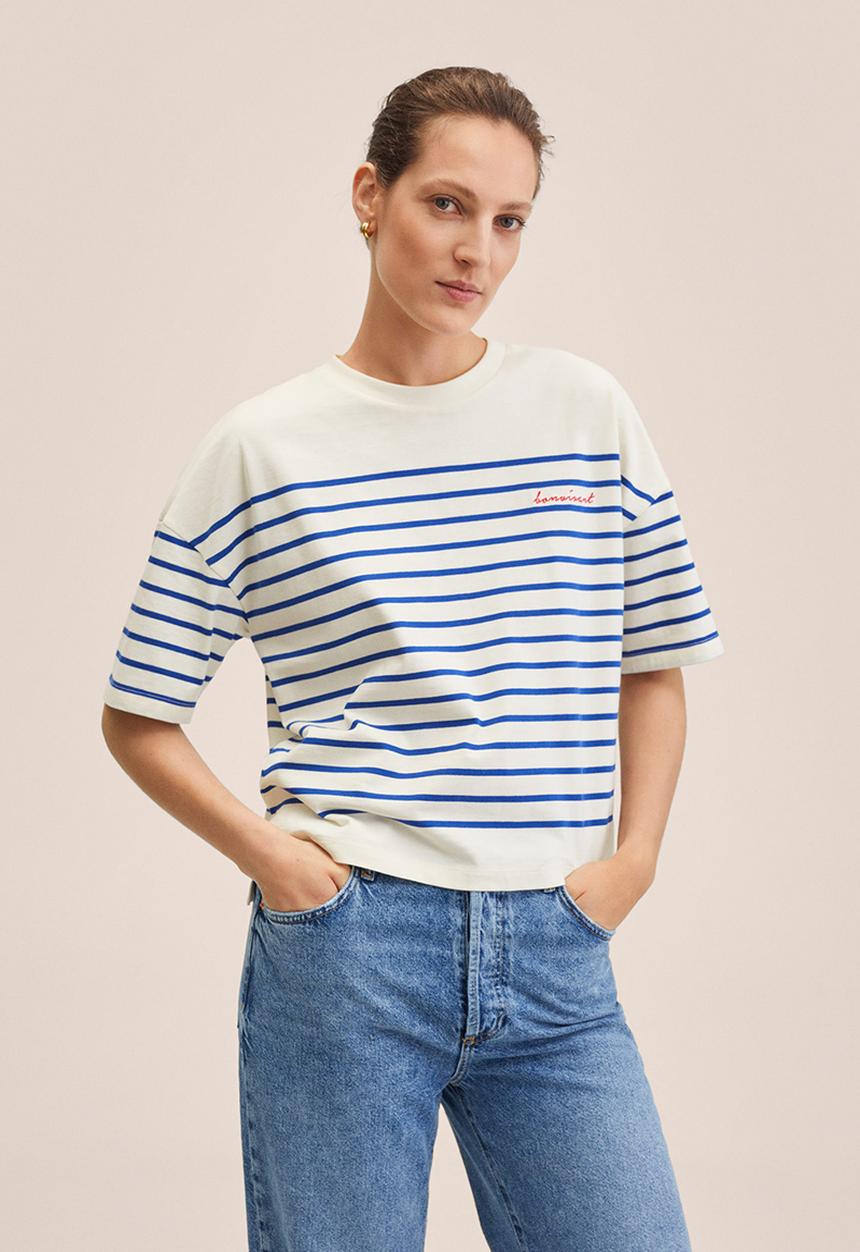 MANGO - T-shirt - mid blue