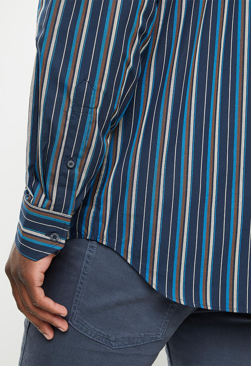 POLO - Men stripe wk - navy