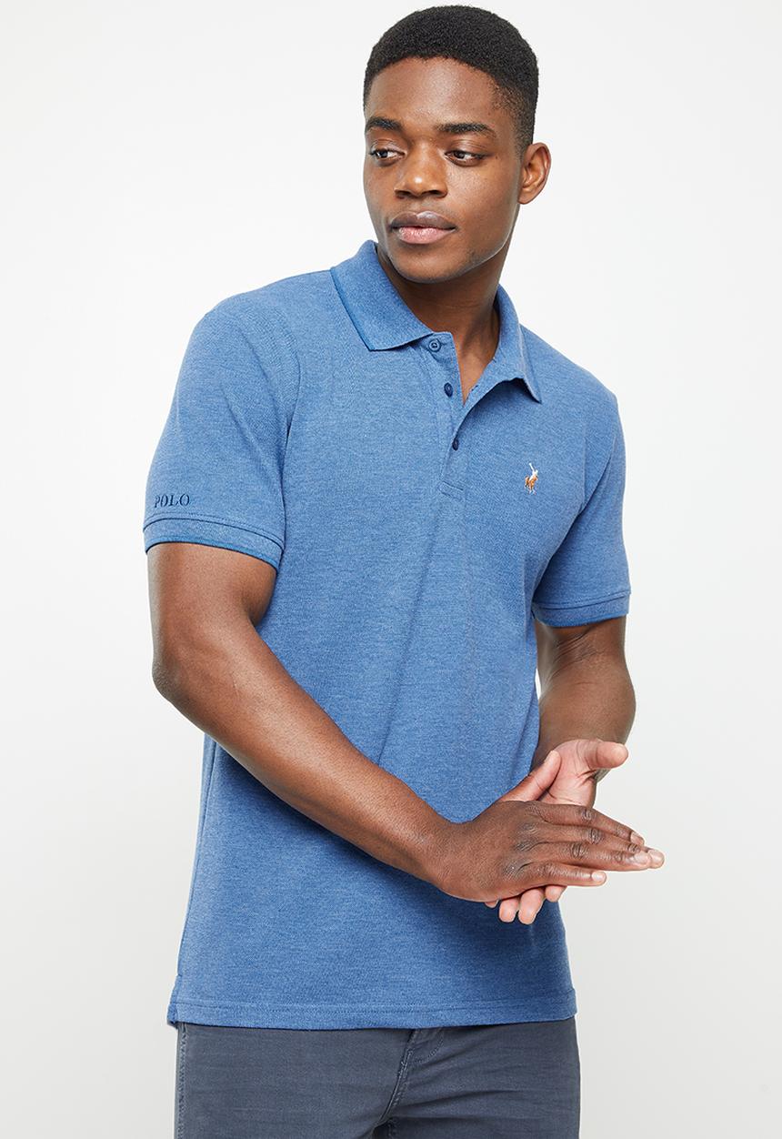 POLO - Soft melange tipped short sleeve golfer - cobalt