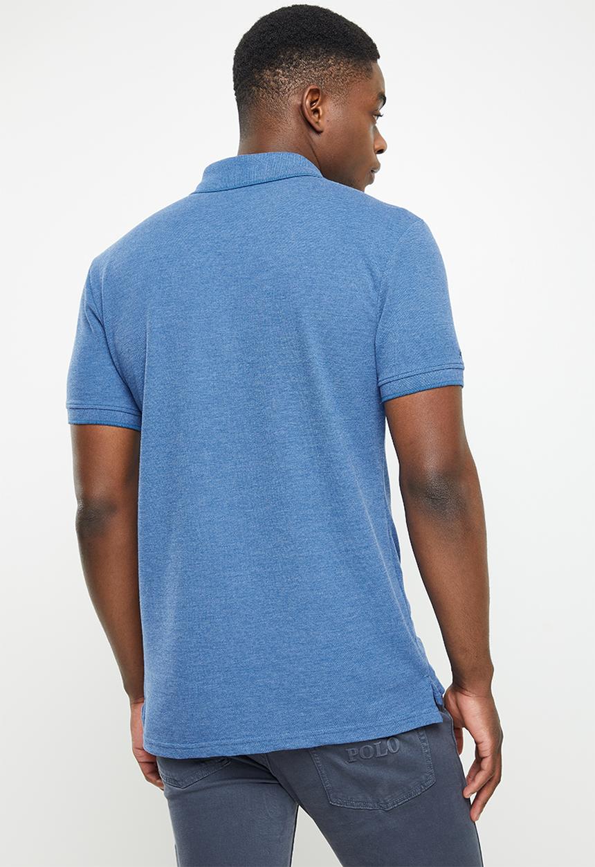 POLO - Soft melange tipped short sleeve golfer - cobalt