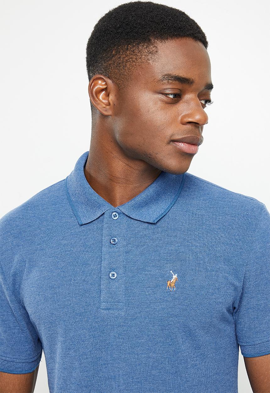 POLO - Soft melange tipped short sleeve golfer - cobalt