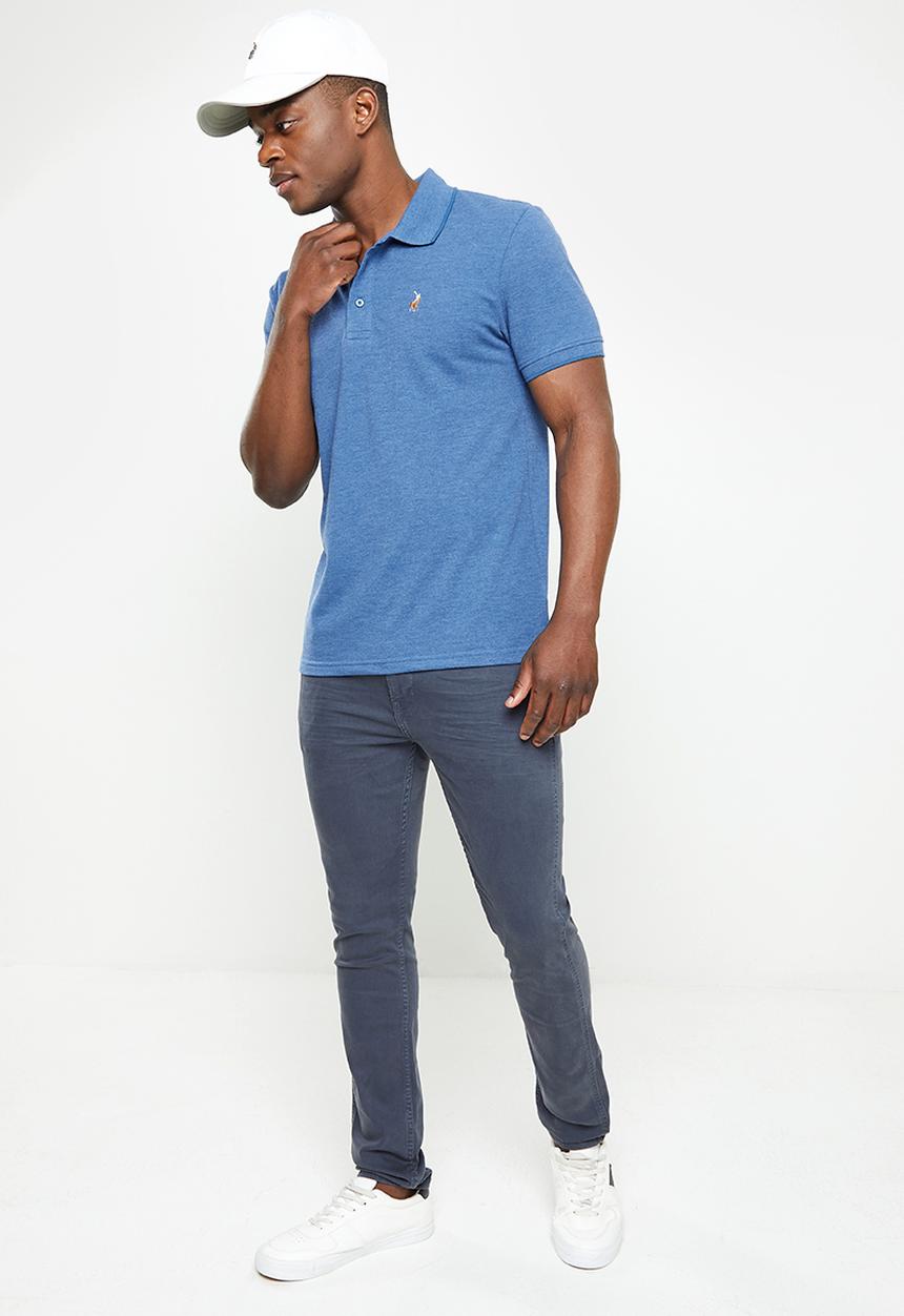 POLO - Soft melange tipped short sleeve golfer - cobalt