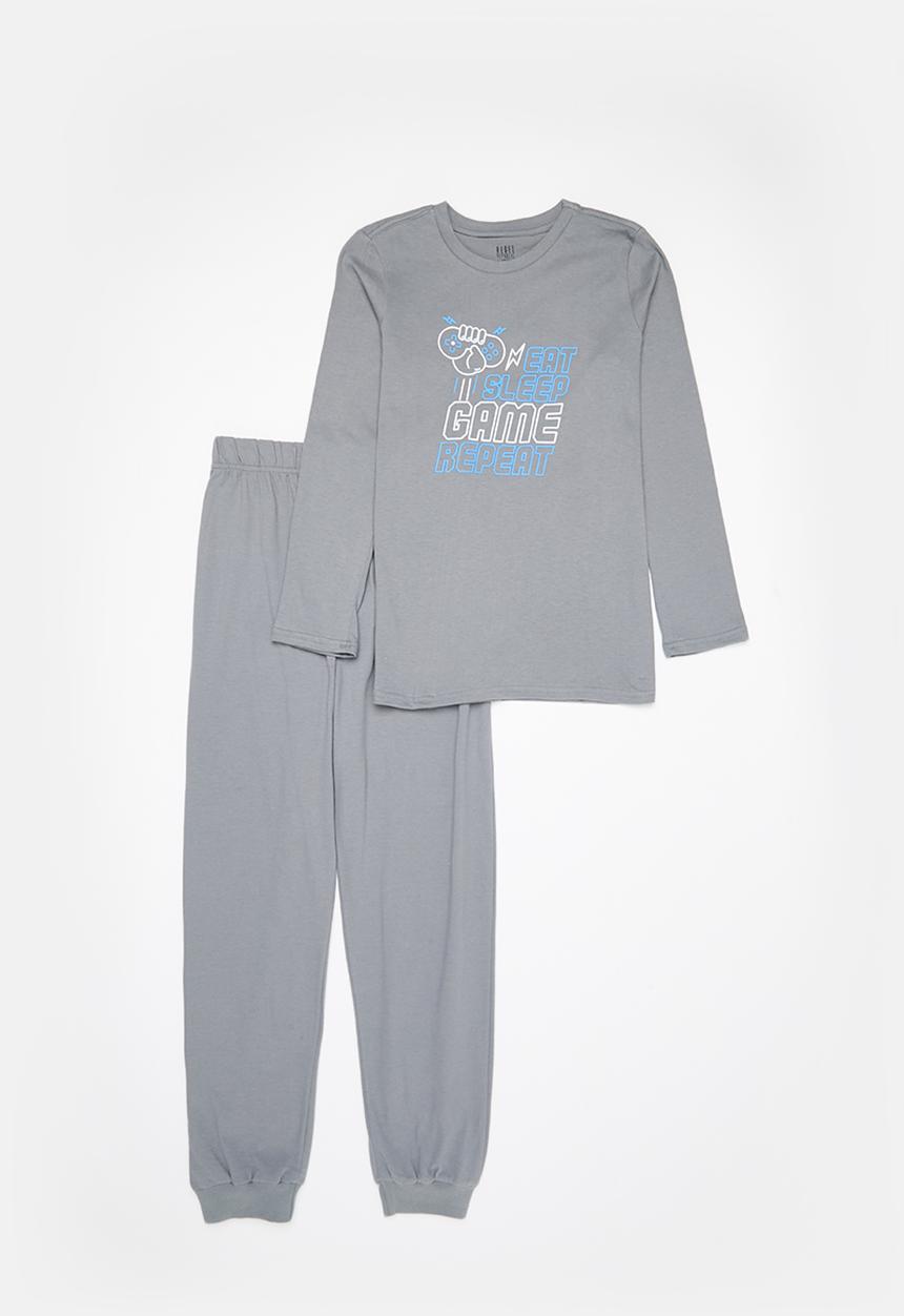 Rebel Republic - Older boys long sleeve top & pants pj set - charcoal