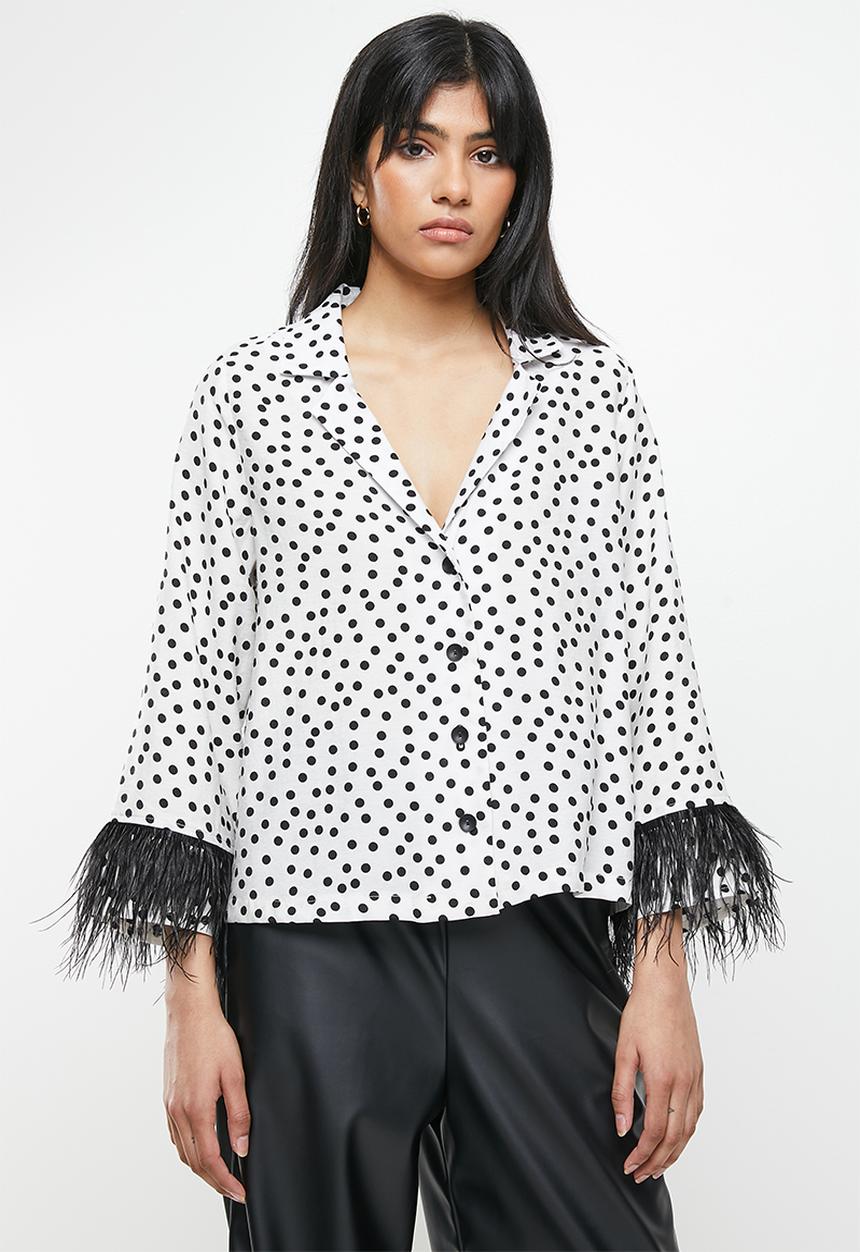 Me&B - Cuff detail shirt - white & black