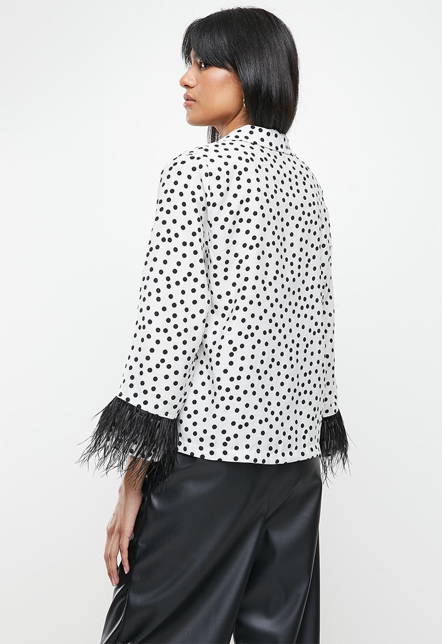 Me&B - Cuff detail shirt - white & black
