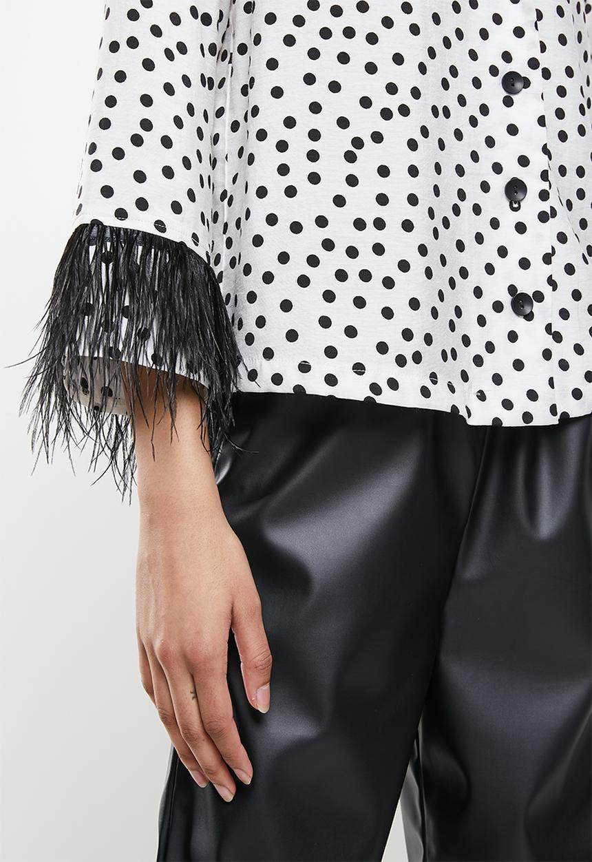 Me&B - Cuff detail shirt - white & black