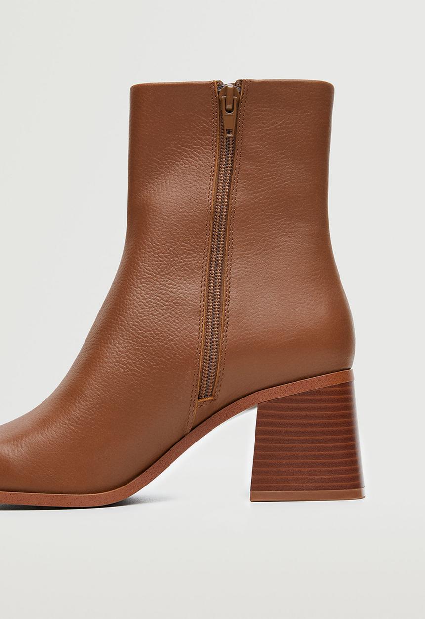 MANGO - Studos leather pointed ankle boot - medium brown