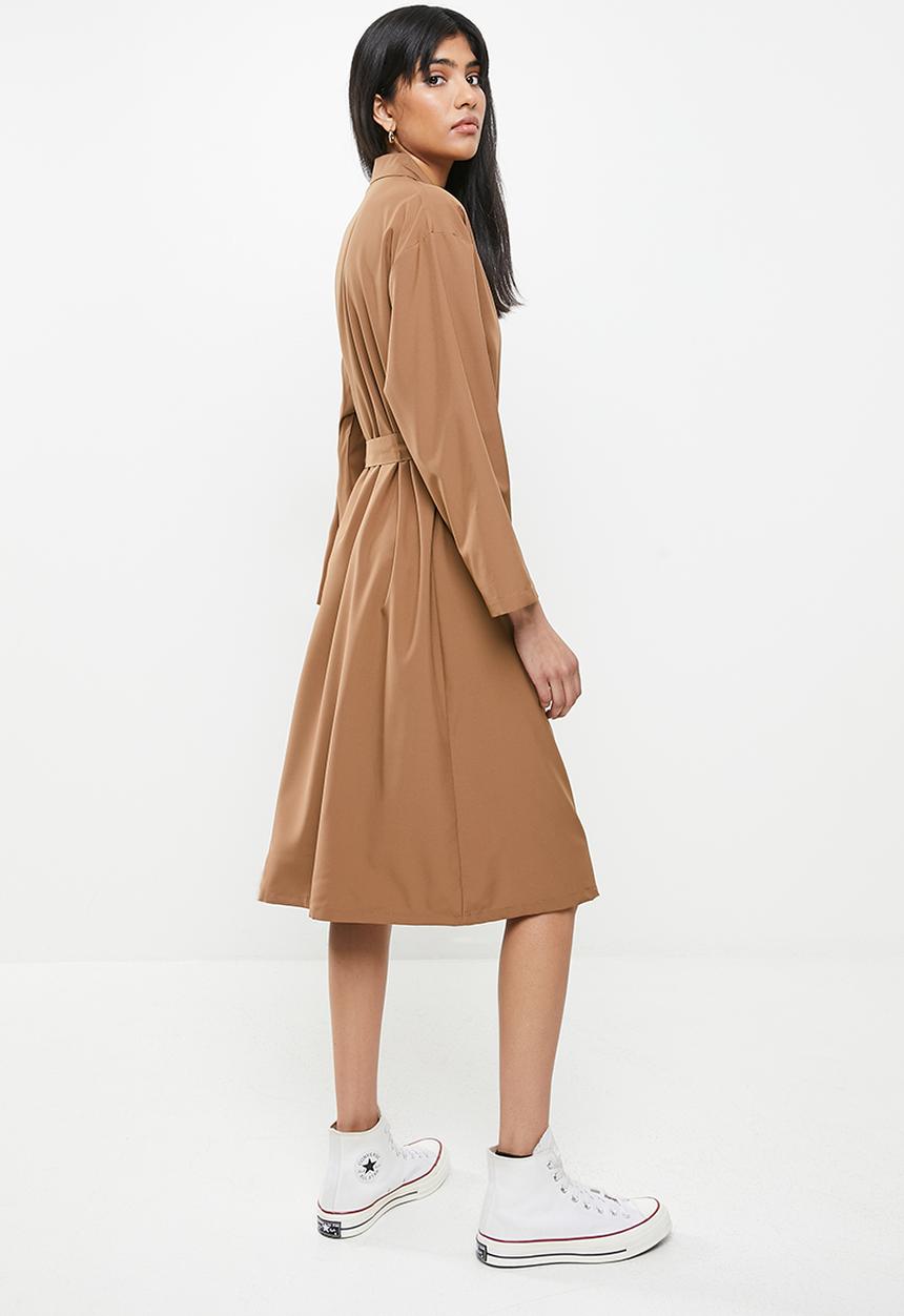 dailyfriday - Belted shirt dress - tan