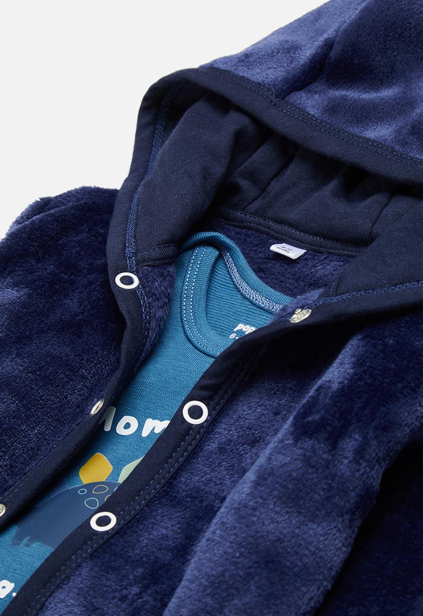 Pop Candy - Boys plush pram suit vest set - navy