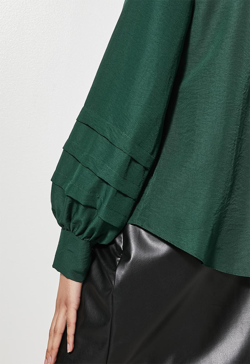 VELVET - Poplin victoriana blouse- bottle green