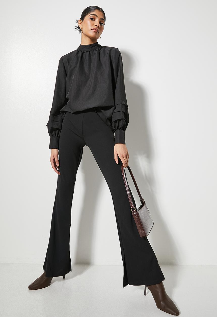 VELVET - Poplin victoriana blouse  -  black