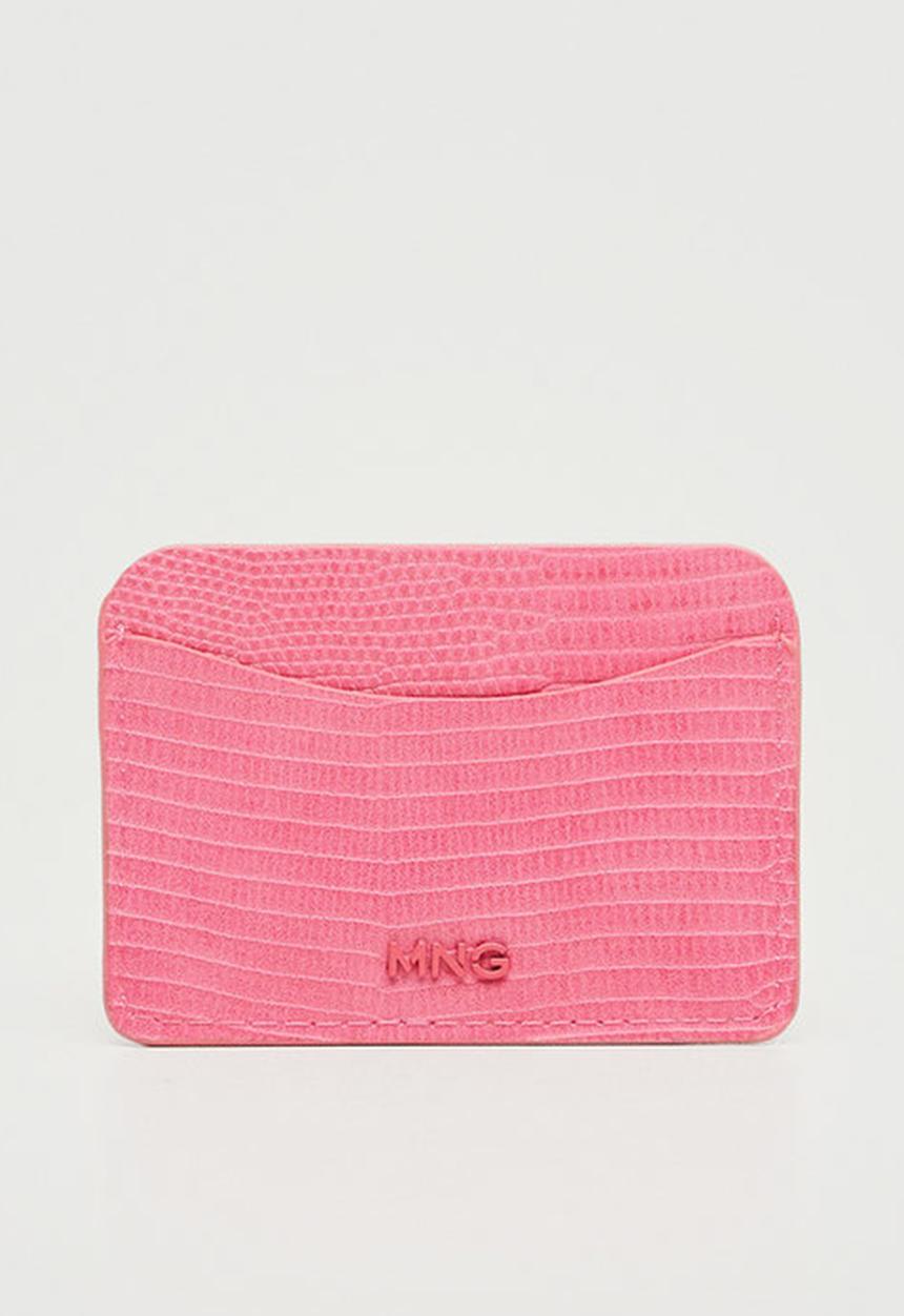 MANGO - Snake effect cardholder - fuchsia