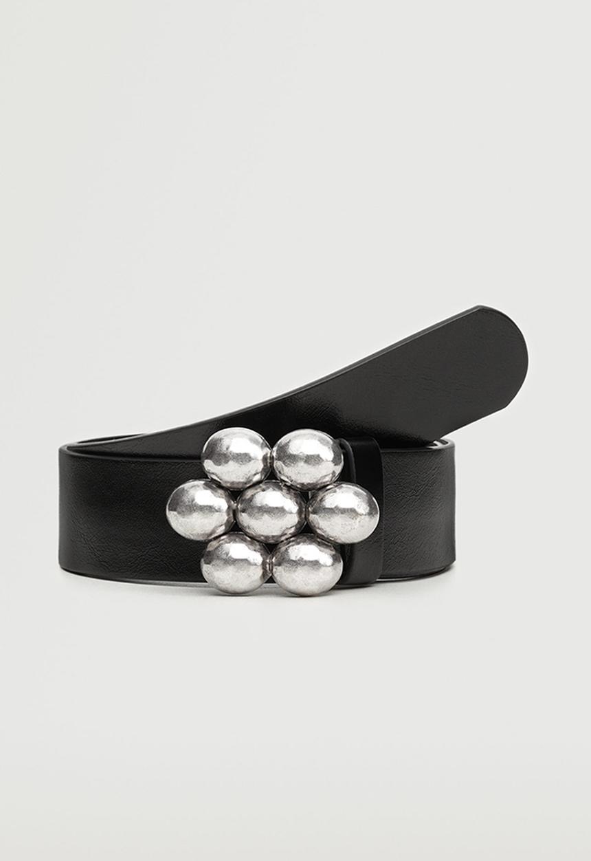 MANGO - Flower buckle belt - black