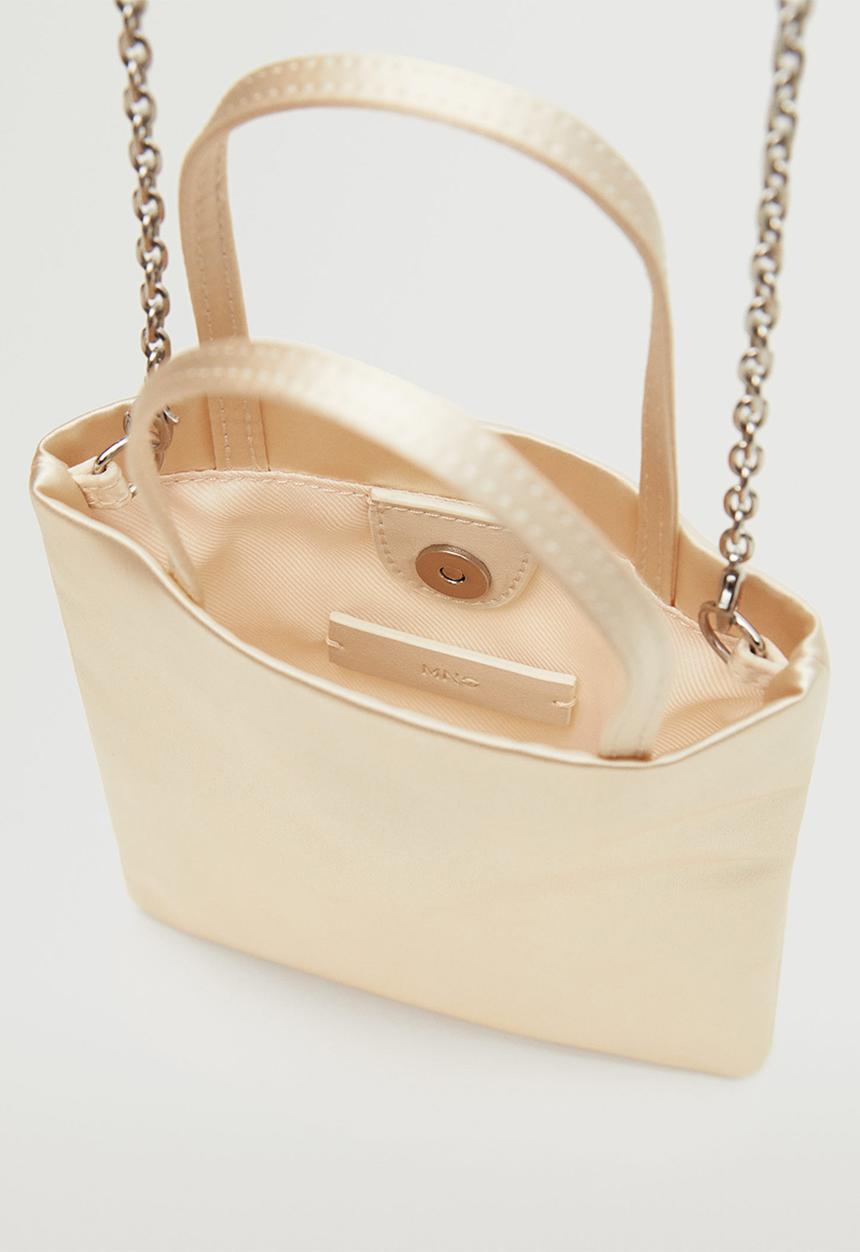 MANGO - Mini satin bag - ivory white