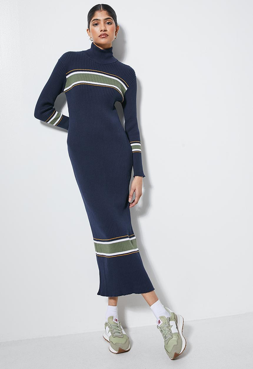 Superbalist -  Striped colomn dress - navy based stripe