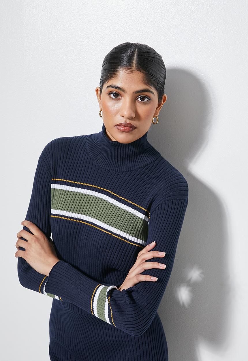 Superbalist -  Striped colomn dress - navy based stripe