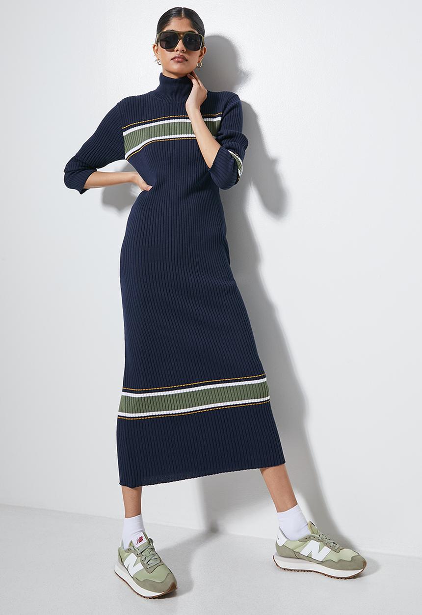 Superbalist -  Striped colomn dress - navy based stripe