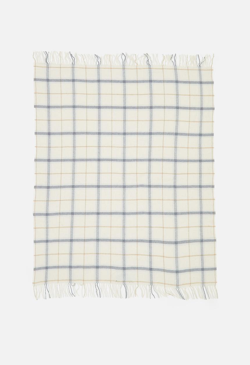 Linen House - Wool check throw - cream