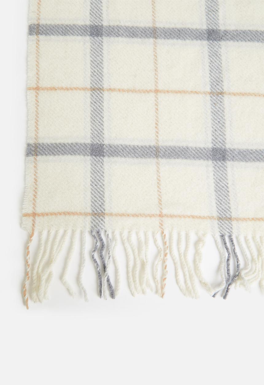 Linen House - Wool check throw - cream