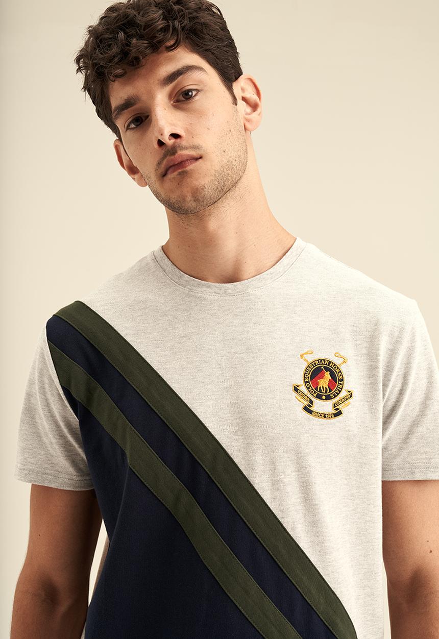 POLO - Men equestrian short sleeve tee - grey mel